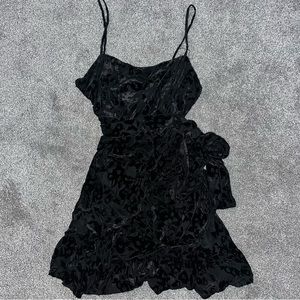 Free people wrap tie mini dress with velvety floral pattern